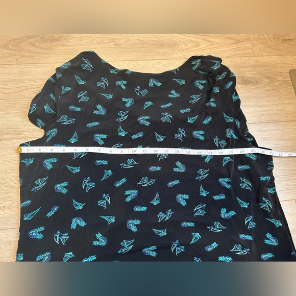 Coldwater Creek Womens Blouse Top Plus Size 2X Pineapple Sail Boats Black Blue - Picture 8 of 10